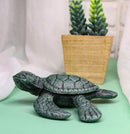 Pack Of 4 Cast Iron Green Verdigris Swimming Sea Turtle Tortoise Mini Figurines