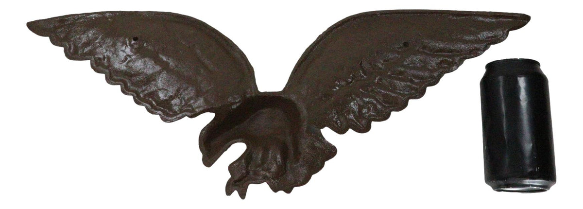 Cast Iron Patriotic American Bald Eagle With Open Wings Wall Decor Plaque 21"L