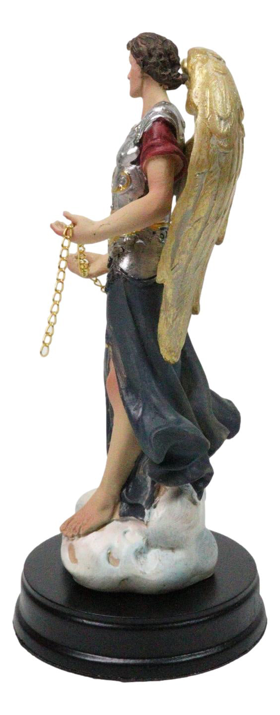Colorful Catholic Church Archangel Saint Sealtiel with Golden Censer Figurine