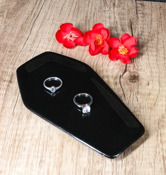 Gothic Mystic Black Vampire Coffin Dark Arts Ceramic Trinket Jewelry Dish Tray