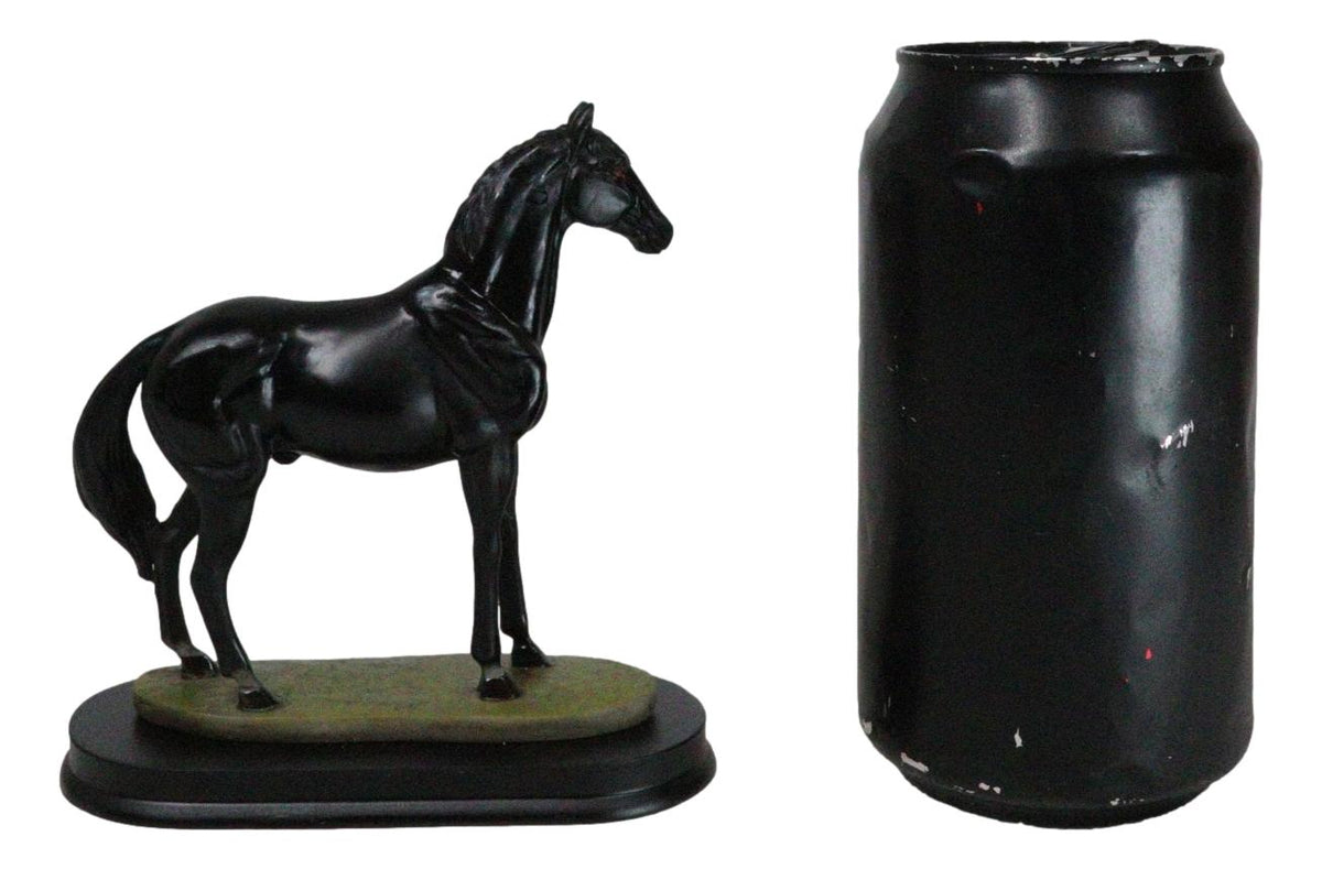Equine Thoroughbred Pride Black Beauty Horse Steed Model Figurine On Base Stand