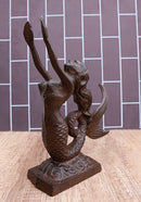 Cast Iron Rustic Nautical Siren Mermaid With Curling Tail Door Stopper Doorstop