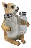 Cute Chihuahua Dog Salt and Pepper Glass Shakers Holder Kitchen Figurine