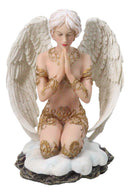 Praying Seraphim Angel With Golden Scrollwork Motif On Her Knees Figurine 6.25"H