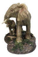 Safari Savanna Marching Troop Elephant Father and Calf in Jungle Figurine 8.75"L