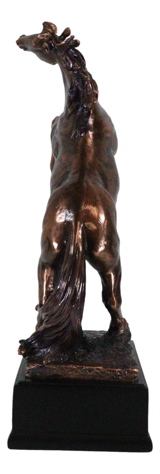 Large 20"H Western Black Beauty Prancing Horse Bronzed Resin Figurine With Base