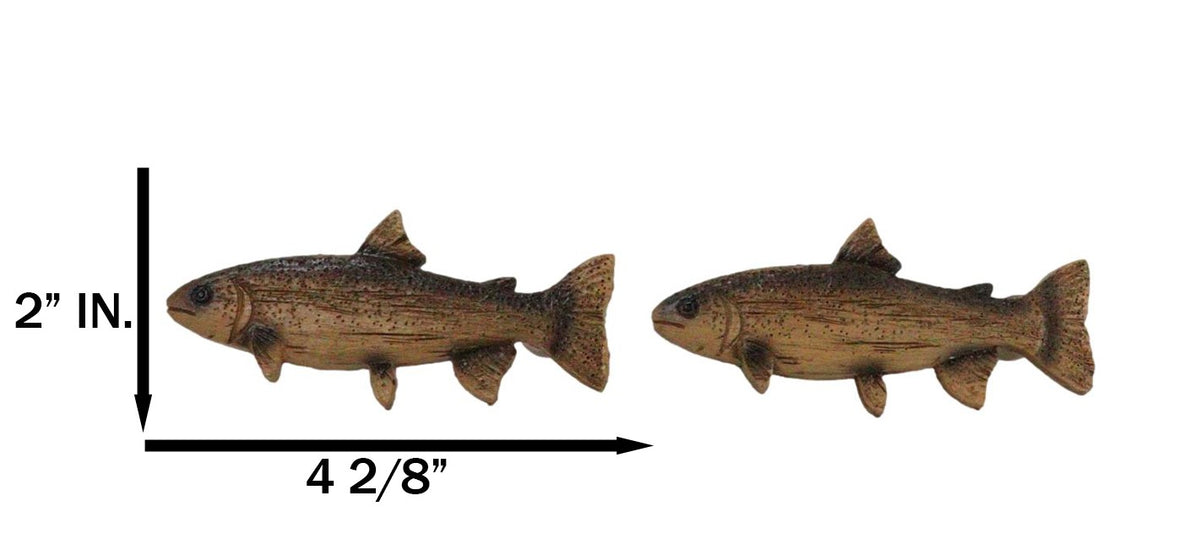 Set Of 2 Western Nautical Marine Trout Fish Faux Wooden Cabinet Bar Pull Knobs