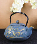Traditional Oriental Tetsubin Maple Leaves Momiji Design Cast Iron Teapot 40oz