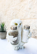 Wisdom Of The Woods Snowy White Owl Salt and Pepper Shakers Holder Set 5.5"H