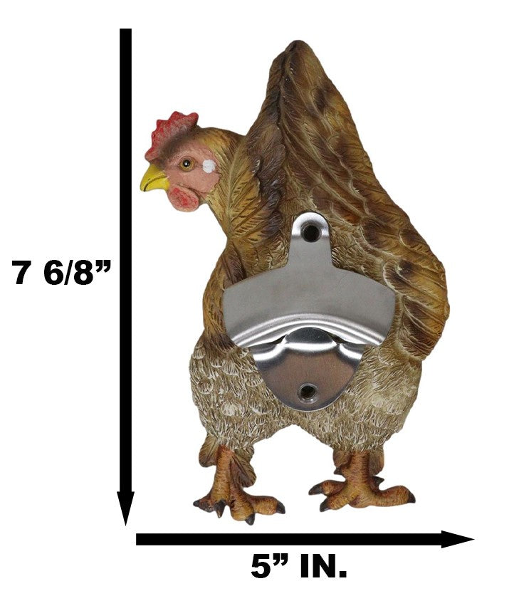 Rustic Western Country Farm Chicken Hen Butt Backside Wall Bottle Cap Opener