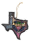 Western Texas Bluebonnet Lone Star State Map Wall Or Tree Ornaments Set of 3