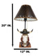 Rustic Western Cow Skull With Cowboy Hat And Red Scarf Table Lamp With Shade