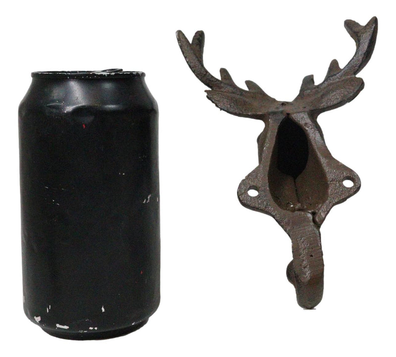 Pack Of 2 Cast Iron Rustic Elk Deer Head With Antlers Wall Coat Hook Sculptures