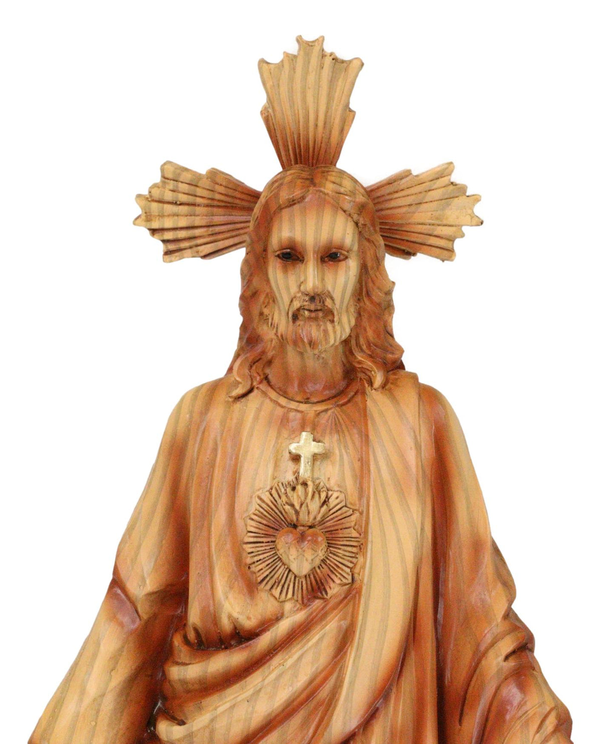 Standing Sacred Heart of Jesus Christ Catholic Christian Faux Wood Figurine