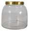 Set of 3 Clear Glass Canister Make Up Seashells Sand Storage Jars With Gold Lids
