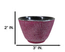 Pack Of 4 Magenta With Silver Hues Cast Iron Tetsubin Textured Tea Cups 3oz