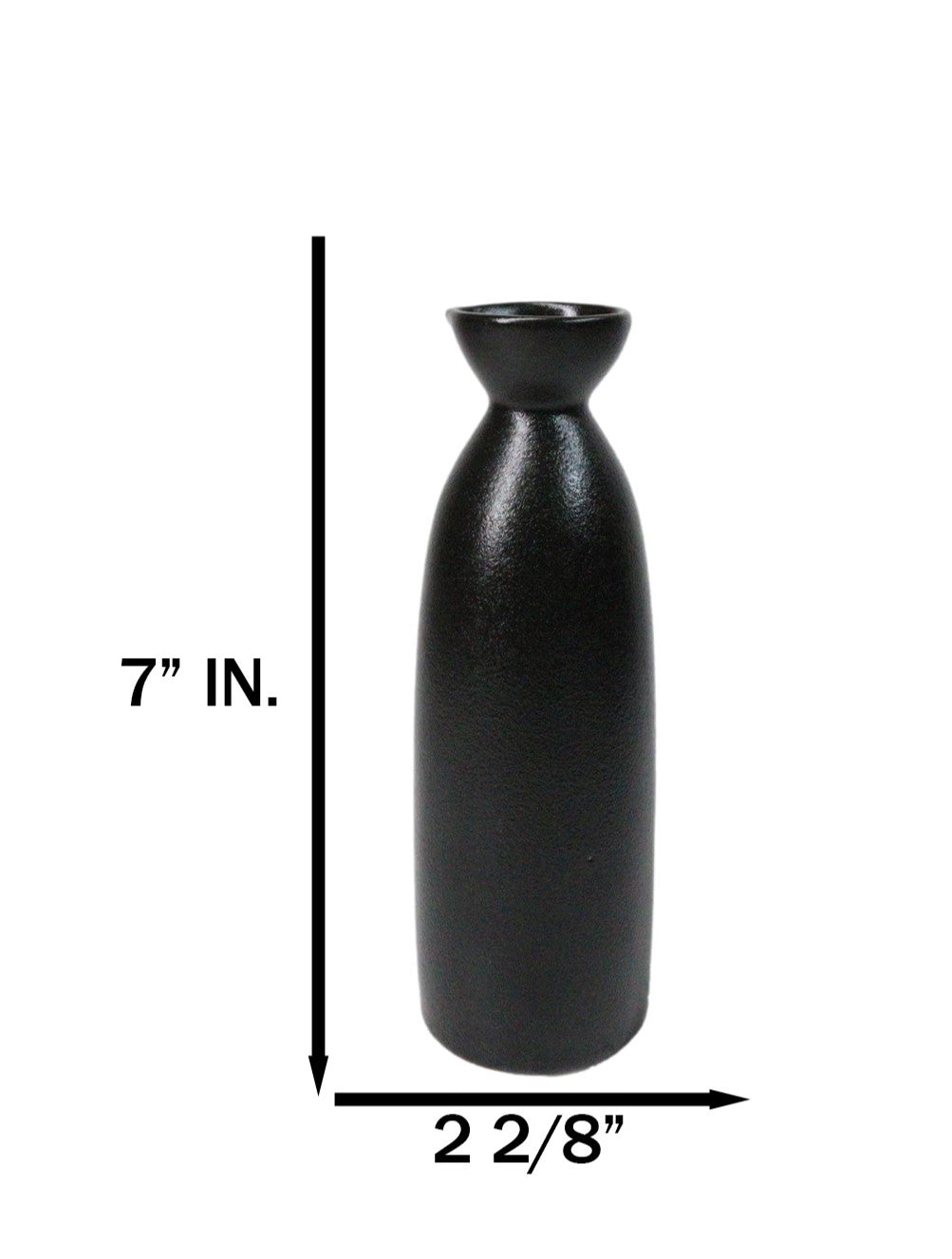 Set Of 6 Porcelain Kokuyo Black Minimalist Japanese Wine Sake Tokkuri Flasks 9oz