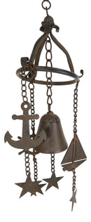 Cast Iron Rustic Marine Ship Anchor Sailboat Rudder Helm Wheel Wind Chime Bell