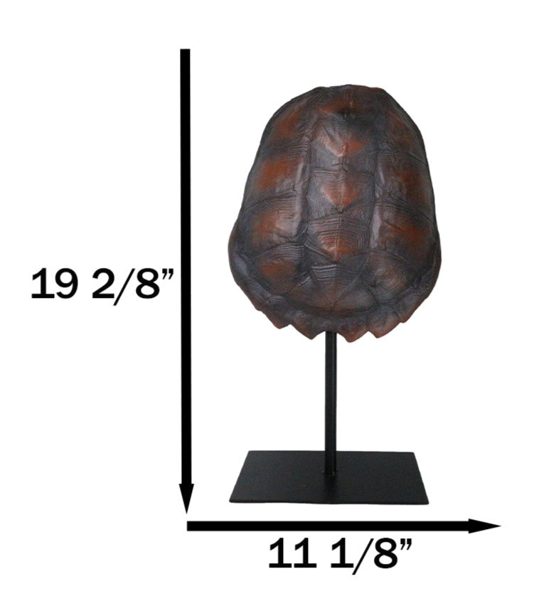 Nautical Marine Faux Alligator Snapping Turtle Shell Sculpture With Pole Stand