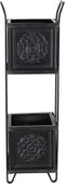 Rustic Farmhouse 2 Tiered Black Metal Box Planters With French Floral Design