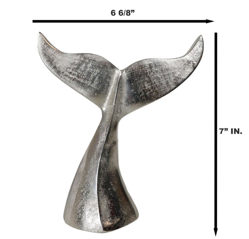 Rustic Vintage Aluminum Humpback Whale Tail Decorative Paperweight Figurine 7"H