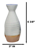 Pack Of 6 White And Caramel Fuku Kanji Japanese Wine Sake Tokkuri Bottle Flask