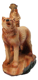 Three Howling Wolves Family Faux Wood Sculpture, Rustic Woodland Wolf Pack Decor