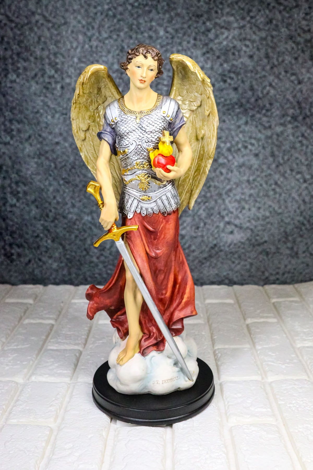 Large Catholic Christian Archangel Saint Jehudiel Laudation Of God Figurine 13"H