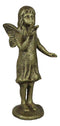 Cast Iron Rustic Enchanted Fantasy Girl Fairy Pixie Faerie With Bird Figurine