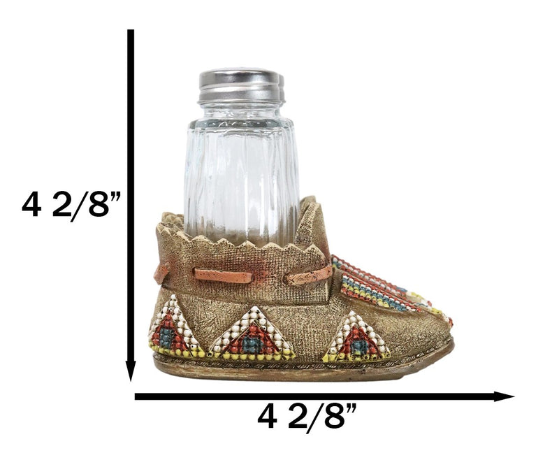 Rustic Tribal Native Indian Moccasin Shoe Shaped Salt And Pepper Shakers Holder