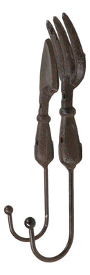 Pack of 2 Cast Iron Garden Hand Tool Fork and Trowel Wall Hooks For Coats Keys