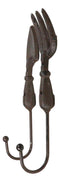 Pack of 2 Cast Iron Garden Hand Tool Fork and Trowel Wall Hooks For Coats Keys