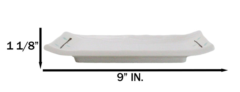 Set Of 6 Modern Yukino Hana Snowflakes Melamine Rectangular Sushi Plates 8.5"L