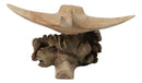 Marine Balinese Hand Carved Coral Reef Manta Ray On Burl Parasite Wood Base 8"L