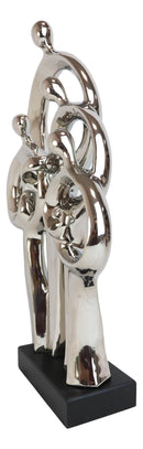 Silver Plated Ceramic Abstract Modern Gallery Art Family Of 4 Unit Figurine