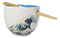 Great Wave Of Kanagawa Hokusai Ceramic Donburi Ramen Soup Bowl Chopsticks Set