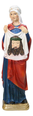 Patron Saint Veronica Holding Sudarium Veil with Jesus Face Figurine 8.25"H