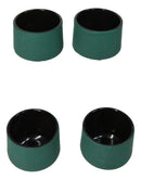 Green Modern Cylindrical Japanese Tetsubin Style Cast Iron Tea Cups Set of 4