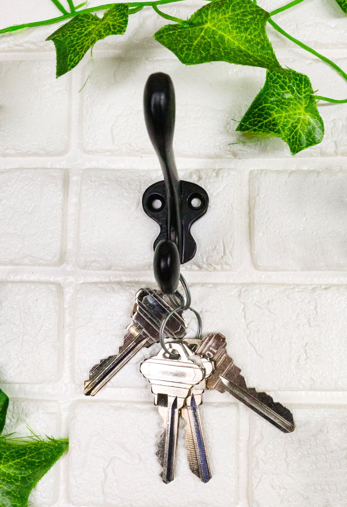 Pack Of 4 Cast Iron Black Traditional School House Double Peg Wall Hooks Accent