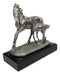 Western Horse and Foal Chrome Electroplated Resin Figurine With Museum Base