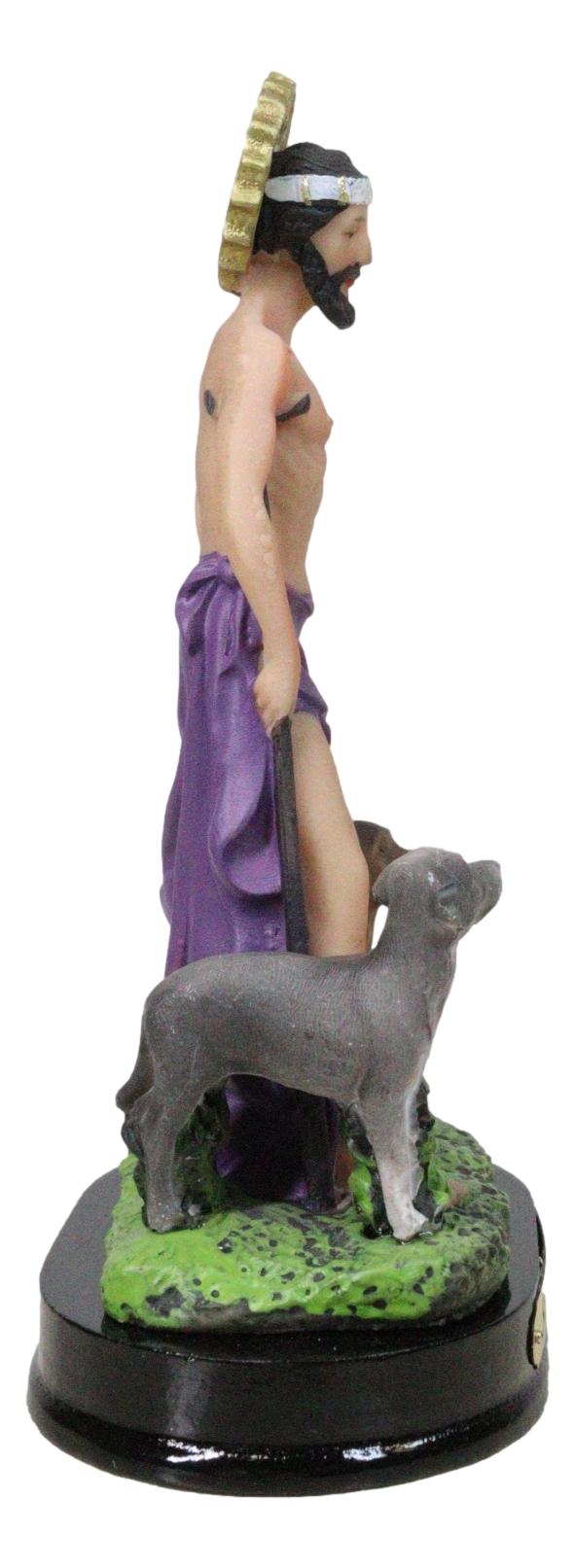 Catholic Saint Lazarus with Dogs and Sun Border Medal Figurine With Name Base - Ebros Gift