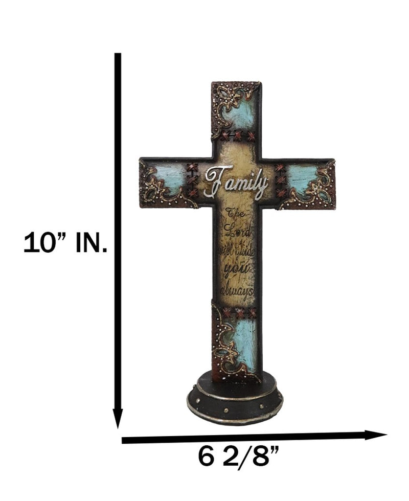 Turquoise Rustic Tuscany Family The Lord Will Guide You Always Desktop Cross