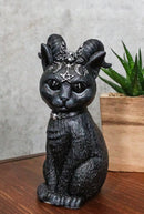 Cultic Fiends Gargoyle Cat Baphomet With Horns Triple Moon Pentagram Figurine