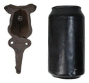 Pack Of 2 Cast Iron Farmhouse Rustic Pig Head Wall Coat Keys Leash Hats Hook