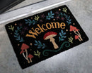 Welcome Mushrooms and Herbs Botanica Black Coir Coconut Fiber Floor Mat Doormat