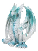 Fantasy Land Of Dragons Crouching Pale White Arctic Snow Winter Dragon Figurine