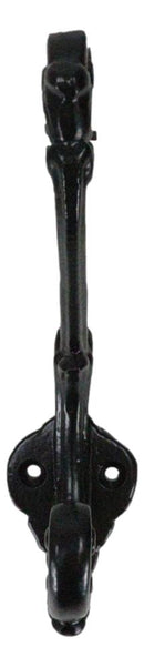 Set Of 4 Forged Cast Iron Black French Scroll Art Double Hooks Wall Coat Hangers