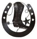 15"D Rustic Western Lucky Horseshoe Cowboy Boot Spur Stars Metal Wall Decor Sign