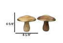 Pack Of 2 Rustic Handcrafted Hardwood Acacia Mushrooms With Golden Edge Decors