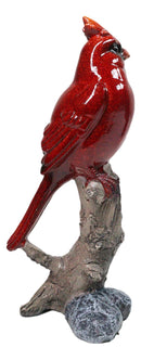Northern Red Cardinals Bird Perching on Tree Branch Figurine Glossy Finish